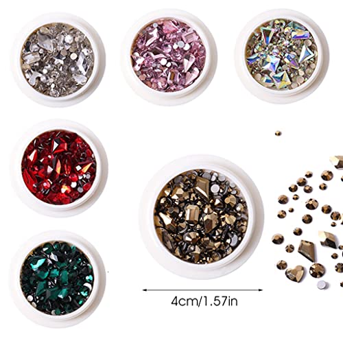 MAYCREATE® 6 Boxes Nail Art Rhinestones Kit, Nail Art Rhinestones Diamonds Crystals Beads Gems, Nail Art Studs DIY Nail Crystals Nail Sequins for for Nail Art Supplies