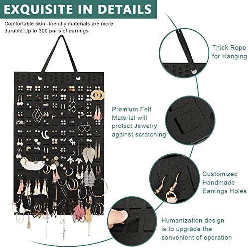 HASTHIP® Wall Hanging Earring Organizer Box, Felt Earrings Organizer Box for Women, Earring Holder Jewellery Organizer Display for Earring Necklace Bracelet Ring, Holds Up To 300 Pairs Earrings 3 PCS