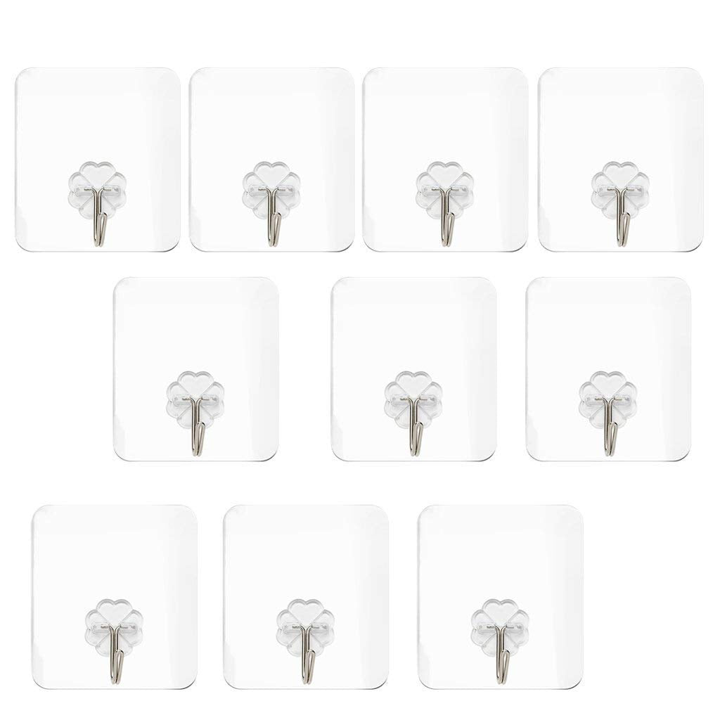 Supvox  Phenovo Plastic Heavy-duty Self Adhesive Wall Hanger (Pack of 10 Hooks ) , Transparent