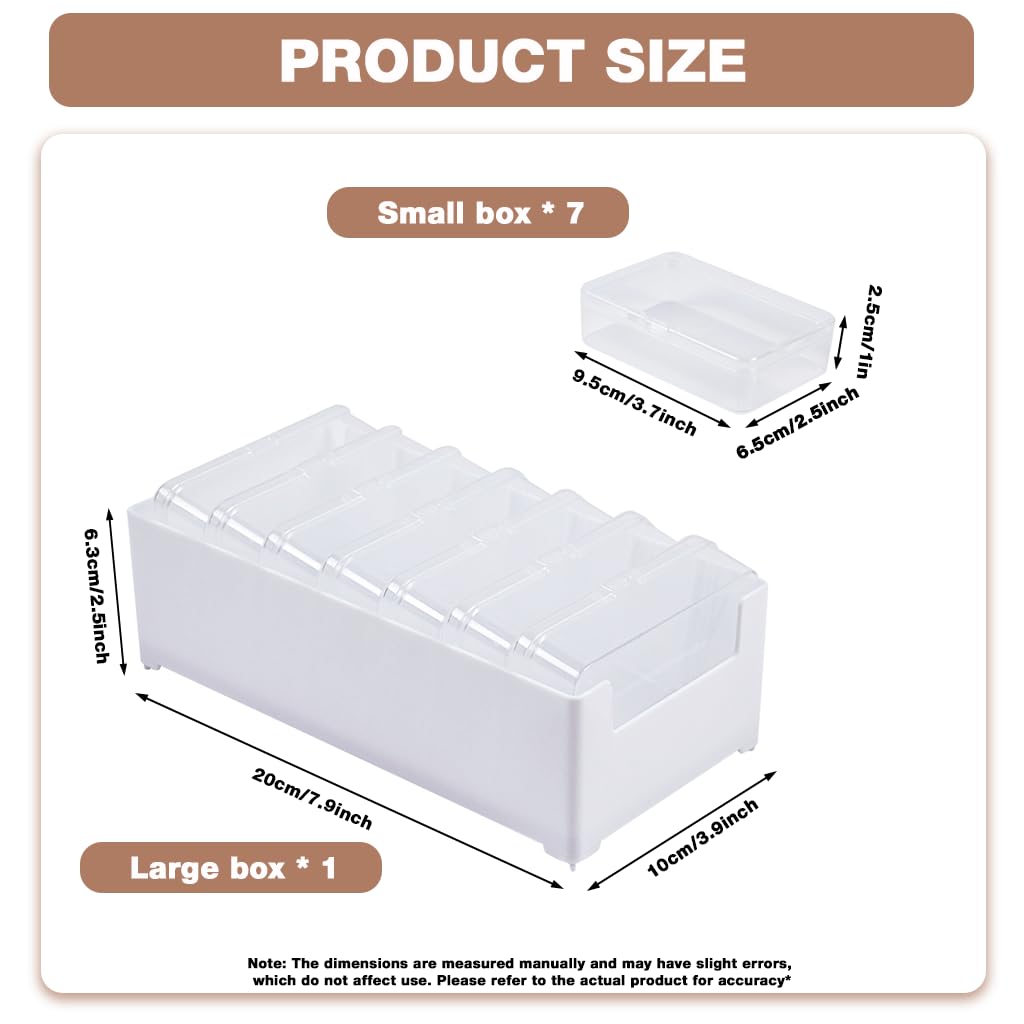 HASTHIP Small Clear Cable Organizer Boxes for Travel and Crafts with Storage Tray | 7 Pcs 6.5x9.5x2.5cm Durable PP Set