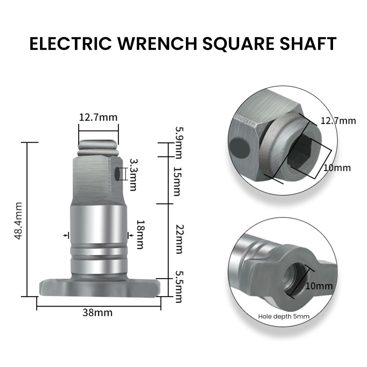 Serplex® Magnetic Converter Attachment 1/2Inch Square Drive to 1/4Inch Hex Female Socket Adapter Assembly Drill Housing for Power Wrench, Universal Fit Hex Tool, Drill Bit, Socket Sleeve