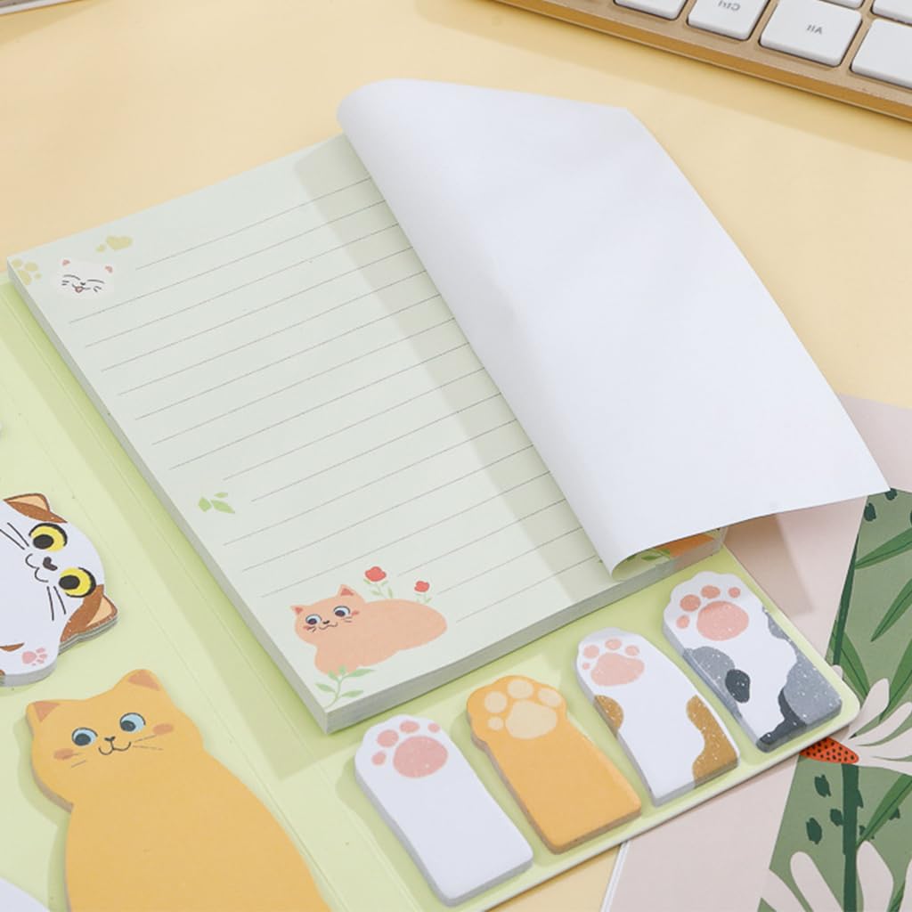 HASTHIP® Cat Sticky Notes Set - Cute Sticky Note Animal Divider Tabs Bundle Writing Memo Pads Page Marker, Sticky Notes Pads for Cat Lovers Kids School Office Home Students Supplies Gifts