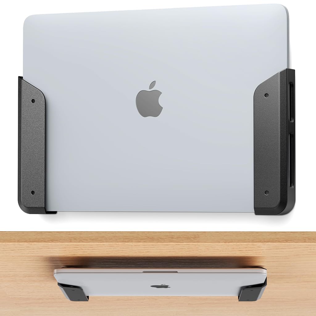 ZORBES Wall Mount Laptop Brackets for Under Desk Use with Non Abrasive Acrylic Strips