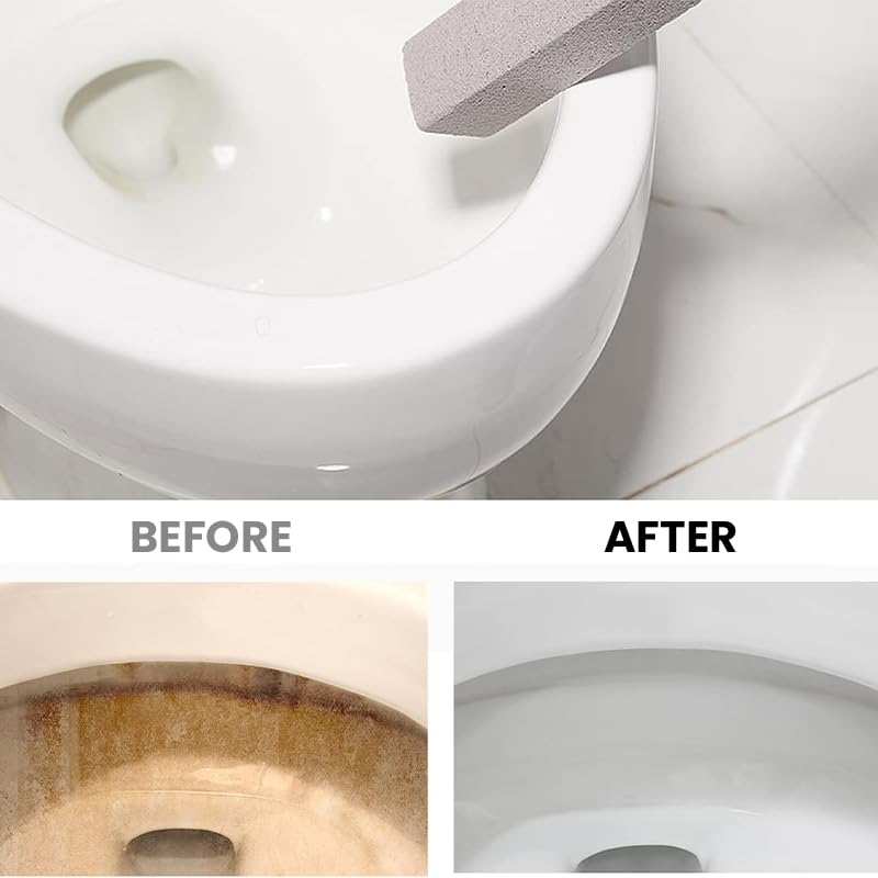 HASTHIP Pumice Stone Cleaning Brush for Bathroom with 2 Handles and 8 Replacements | Non Scratch Deep Scrubber for Toilet Bathtub and Tile
