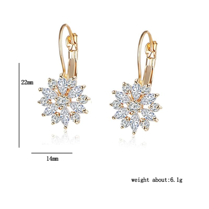 Zibuyu Earring for Woman featuring Sparkling Sunflower Crystals and Hook Ear Design | Gold Accessory