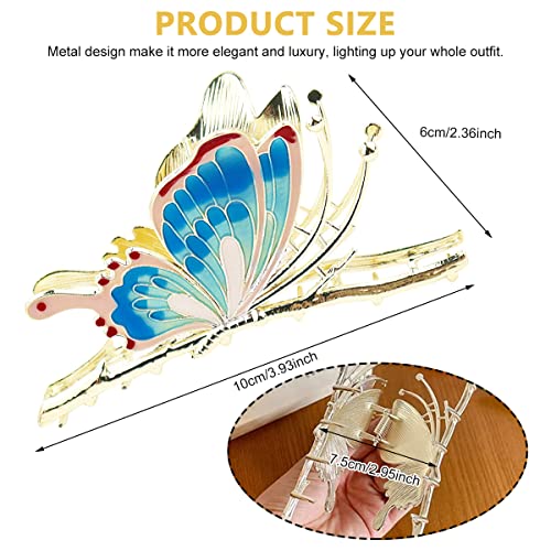 GUSTAVE® 3D Butterfly Strong Metal Enamel Clutchers Jaw Claw Hair Clips for Stylish Large Hair Hold for Women Girls Headwear Gift