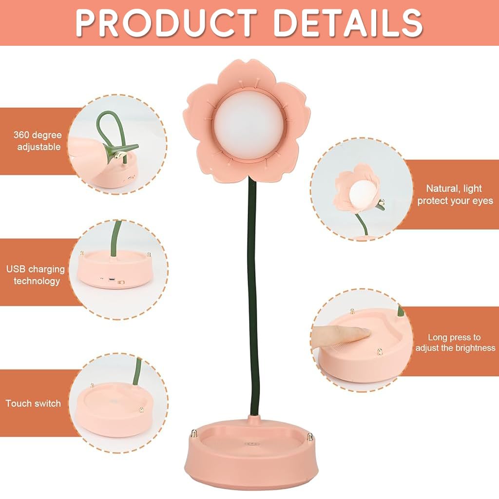 ELEPHANTBOAT Desk Lamp for Reading with 3 Color Dimmable LED & Touch Sensor | USB Rechargeable 1200mAh Flexible Arm Light