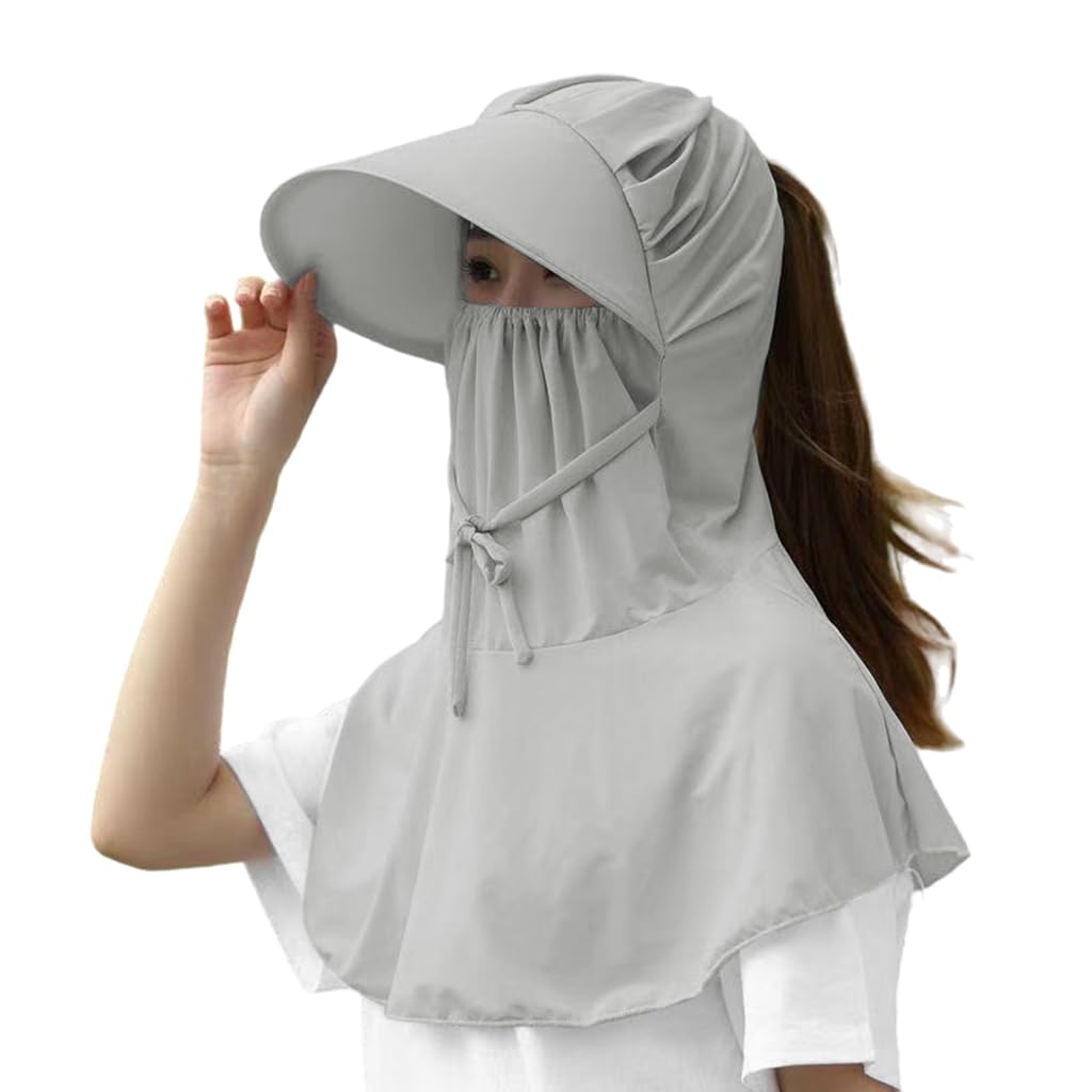 SANNIDHI Sun Hat for Women with UPF 50+ Wide Brim and One Piece Neck Wrap | Breathable Grey