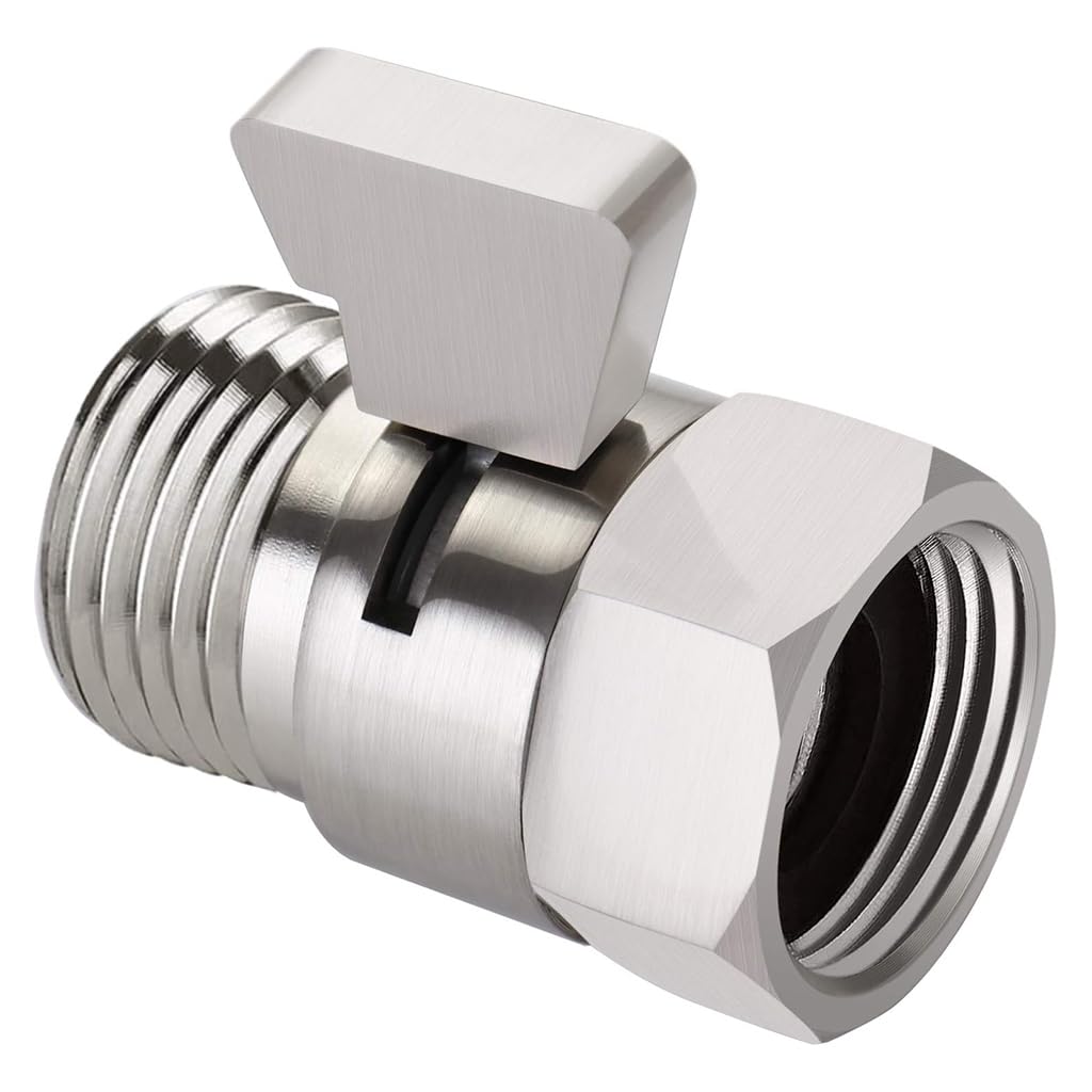 HASTHIP Water Flow Control Valve with 1/2 inch IPS fittings featuring ceramic inner valve | brass brushed nickel shut off for residential and commercial use