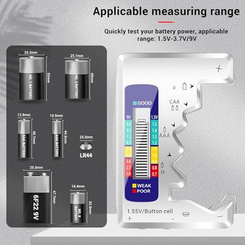 Serplex® Battery Tester Checker Digital Capacity Level for AAA AA 9V C D N 1.5V Button Mini Batteries Accurate Cell Power (Not For Rechargeable) 3 PCS