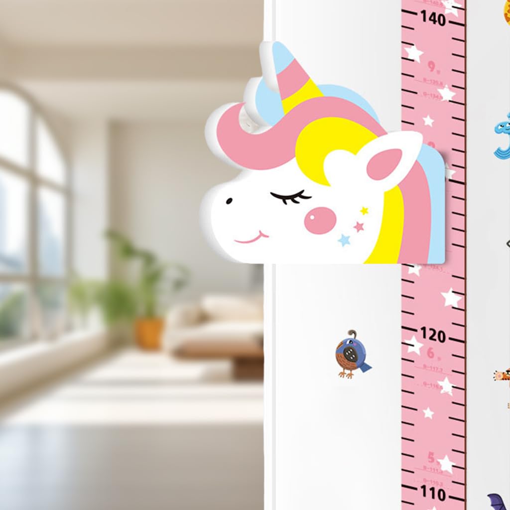 PATPAT® Height Growth Chart for Kids Room 70-180cm Height Ruler with Magnetic Cartoon Pink Unicorn Marker Height Growth Chart Kids Room Decor