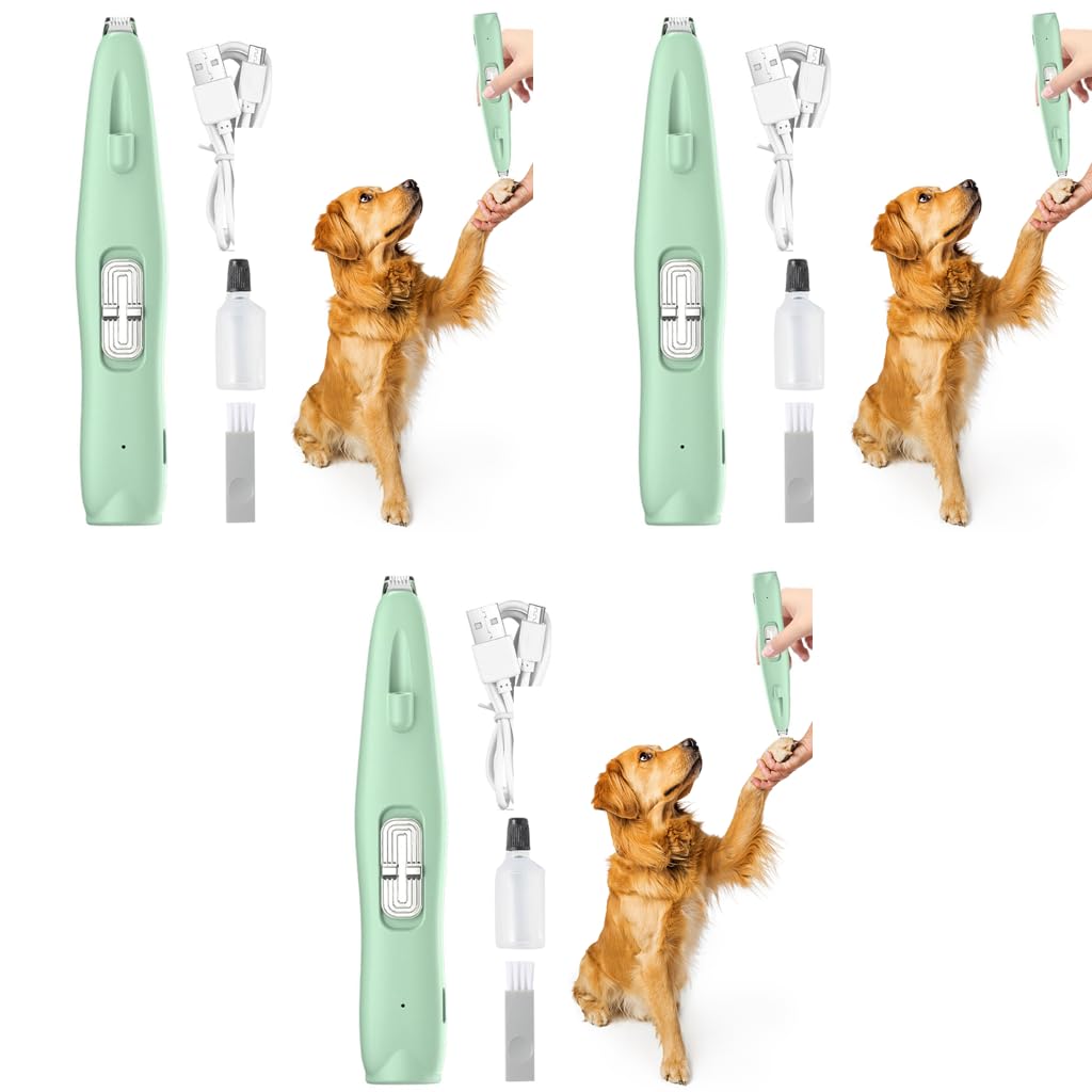 Qpets Dog Paws Hair Trimmer with UV LED Light featuring Stainless Steel Blade | 3PCS Set