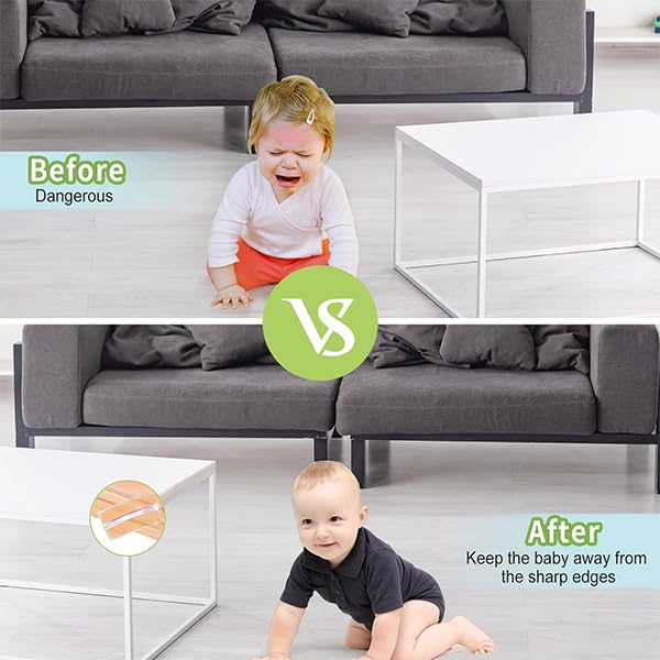 SNOWIE SOFT Table Corners Edge Protector for Baby Safety with 3 Meter Self Adhesive Clear Silicone | Fits Desks Cribs and Walls