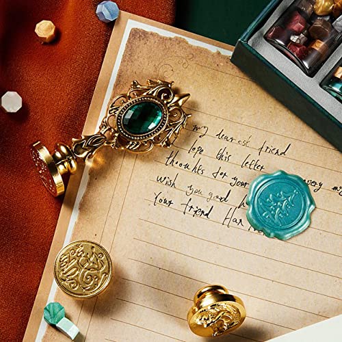 Supvox Wax Seal Stamp Kit for Invitations with 90 Wax Beads and Detachable Wooden Handle | Gift Box