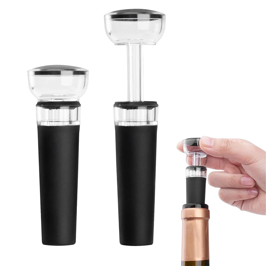 Supvox® 2Pcs Wine Stoppers Vacuum Wine Stoppers Manual Air Pump Vacuum Wine Bottle Stopper Airtight Silicone Wine Stoppers Reusable Wine Preserver Universal Airtight Seal Cork Alternatives