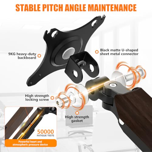ZORBES® Monitor Mount for 17-38 Inch Screens 360 Degree Adjustable Alloy Steel Monitor Stand No Drill Desk Clamp Ergonomic Screen Holder with Cable Slot 10kg Capacity