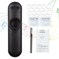 HASTHIP® Kazoo Musical Instrument, Aluminum Alloy Kazoo Music Instruments with 10Pcs Replaceable Kazoo Membrane, Lanyard, Silicone Dental Pads, Tunable Kazoo instrument for Kids/Adults (Black)