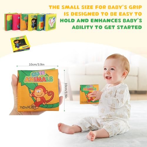 SNOWIE SOFT® 18PCS Soft Toys Books for 0 to 6 Month Baby Cloth Book Fit 6 to 12 Month Non-Toxic Early Educational Toy Built in Squeaky Waterproof Toddler Shower Gift