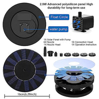 HASTHIP® Solar Water Fountain for Garden, 1.5W Solar Water Pump with 6 Nozzles, Max 1.1m Water Column Solar Fountain for Home Garden Pond Bird Bath Pool