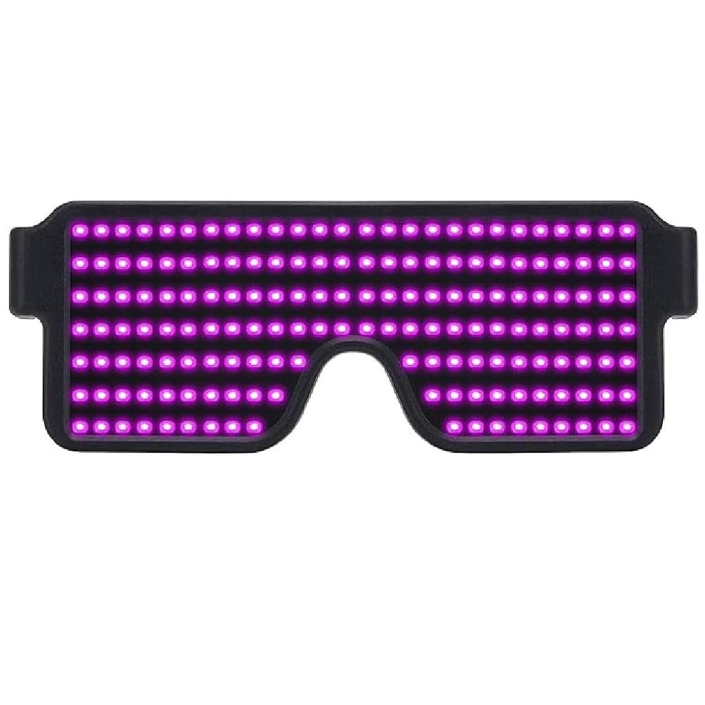 PATPAT® LED Glasses For Party, Pink Color Upgrade Dynamic LED Glow Glasses, USB Rechargeable Light Glasses For Party Flashing Neon 11 Patterns Louvered Mirror Glow Glasses for Concerts & Nightclubs