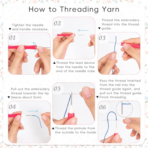 PATPAT® DIY Punch Needle Art Kit Beginners Starry Night with Embroidery Needles Tutorial 20x20cm Embroidery Hoop 2PCS