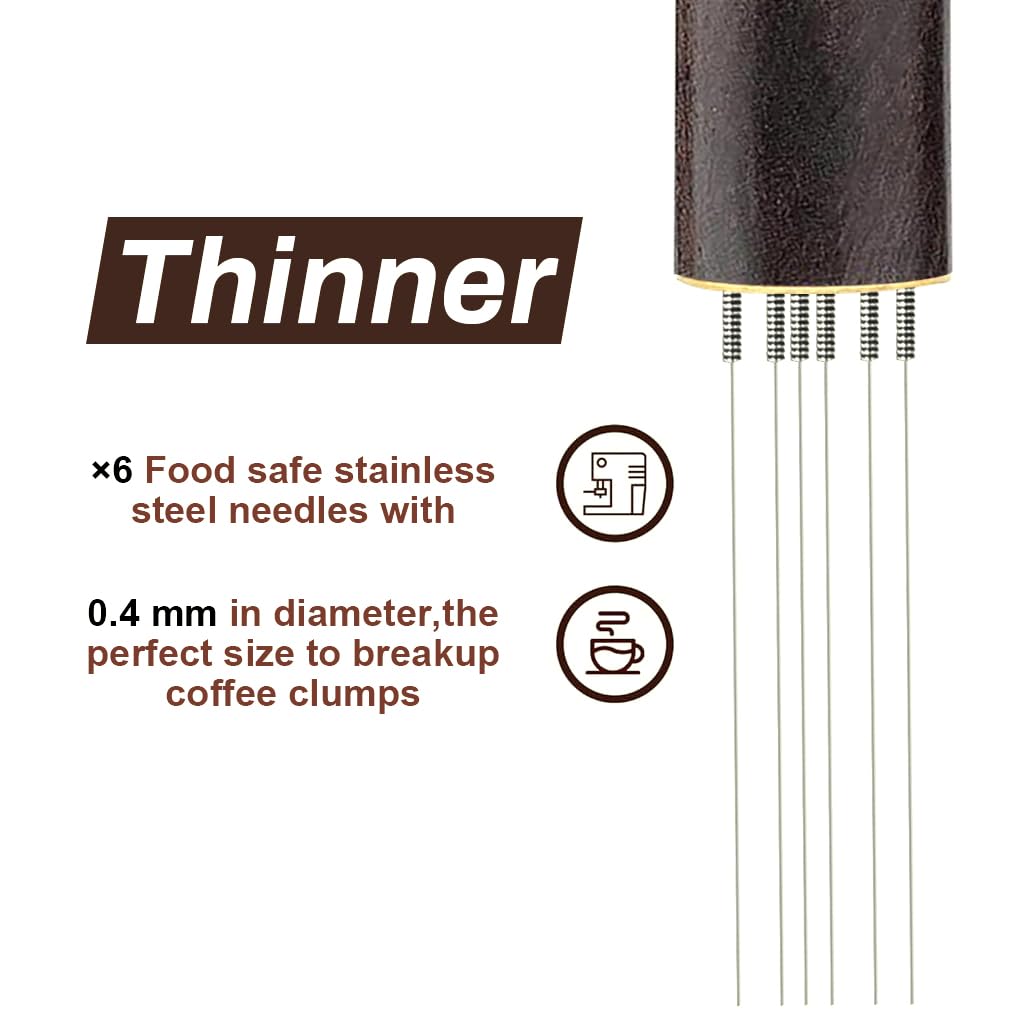 Supvox Espresso Coffee Stirrer for Espresso Making with 6 0.4mm Needles and Ebony Handle