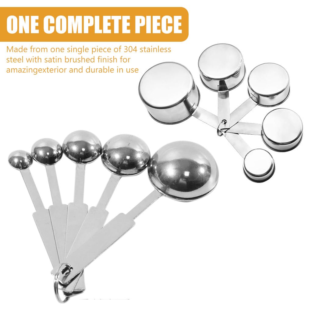 Supvox® 10Pcs Measuring Cups and Spoons Set - Stainless Steel Measuring Cup with Scales of 2 Units, Dry & Wet Food Measuring Cup for Cooking and Baking, Ideal for Chefs & Home Cooks (Silver)