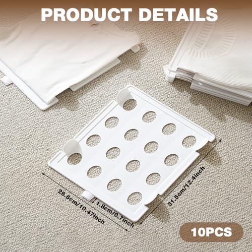 Supvox® Clothes Dividers 10Pcs Stackable Clothes Separator with Lifting Grips, Wardrobe Shelf Organizer Clothes Divider Panels for Shirt, Tops, Pants, More, 33.3x26.5cm