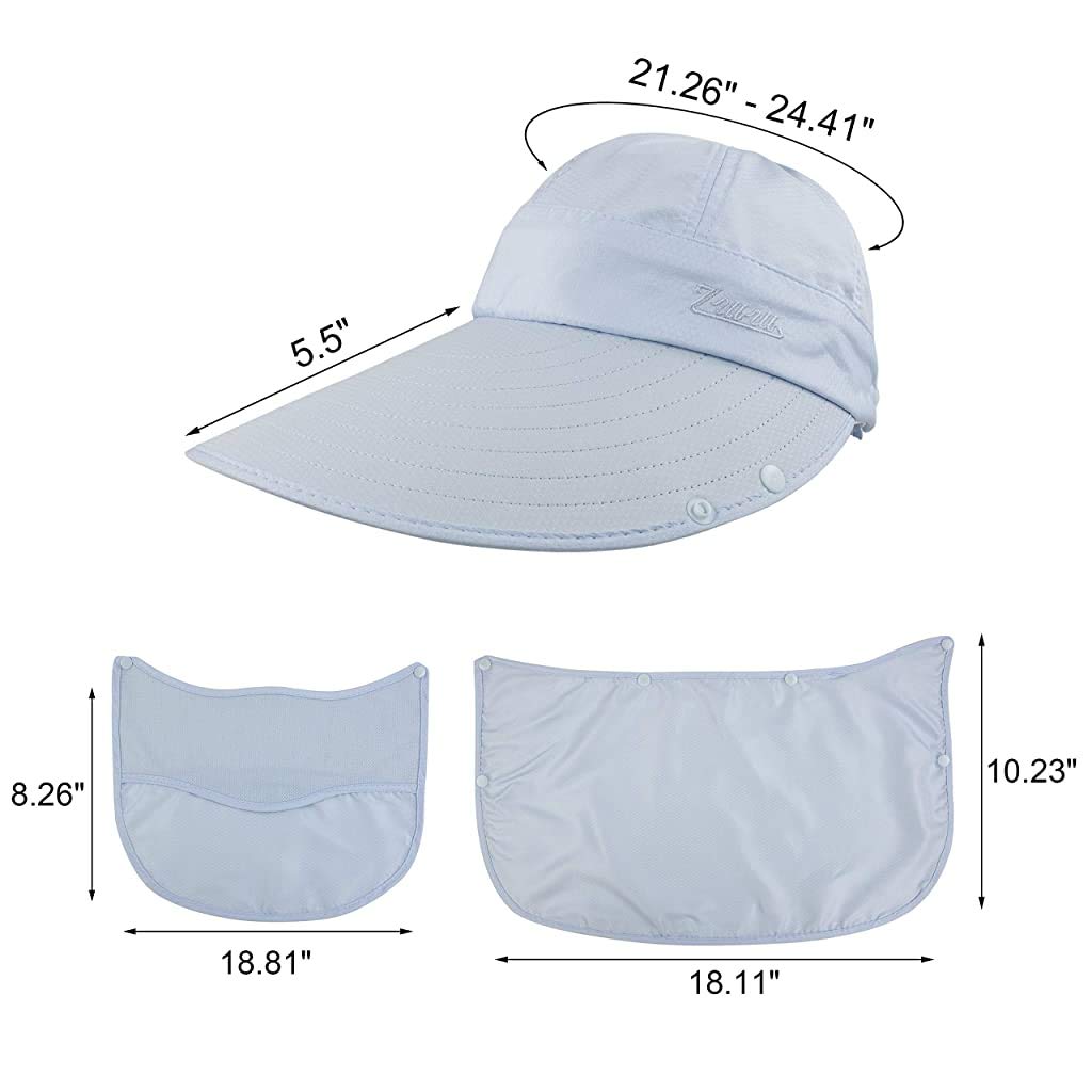 GUSTAVE® Women Sun Wide Brim UV Protection Fishing Bucket Hat - UPF 50+, Removable Neck & Face Flap, Adjustable Fit, Lightweight & Breathable, Foldable Beach Hat for Hiking, Gardening, Camping 3 PCS