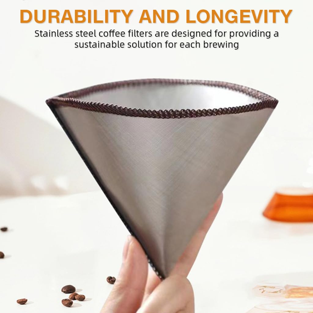 Supvox Stainless Steel Coffee Filter for Pour Over with Fine Mesh | 3–4 Cup Reusable Design