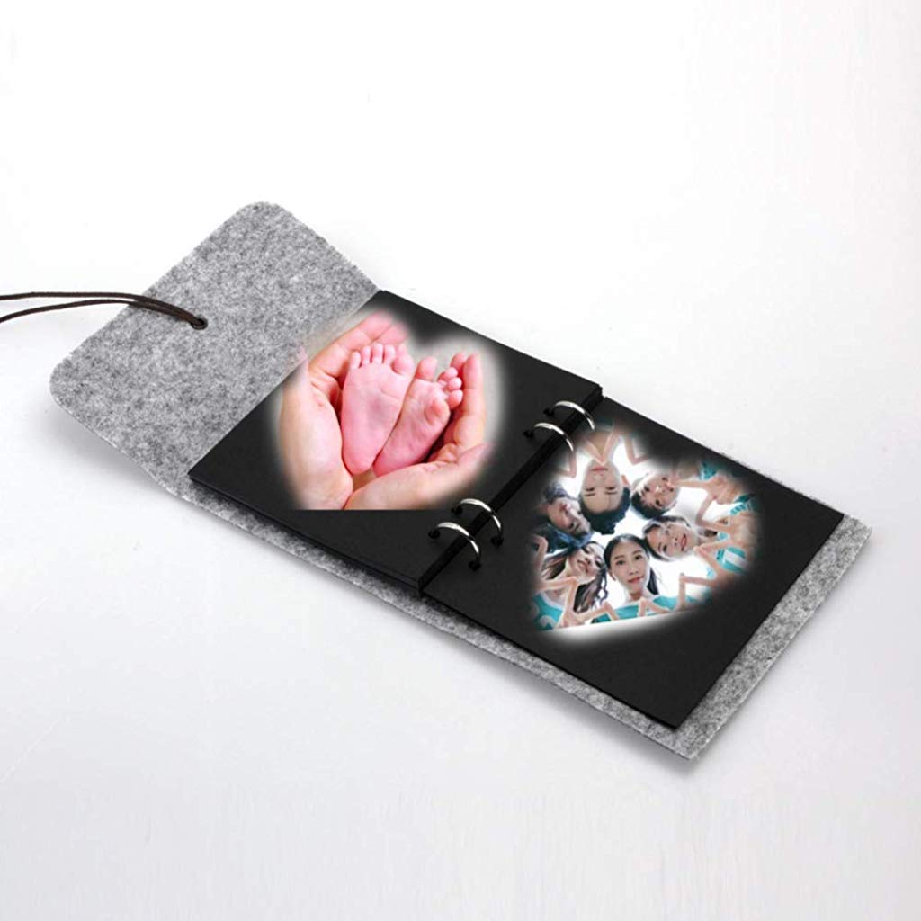 HASTHIP Photo Album for DIY Scrapbooking with 30 Sheets and 360° Rotation | Grey Felt Cover