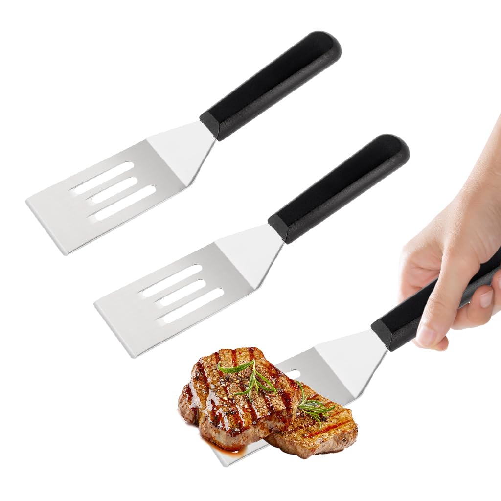 Supvox® 2Pcs Kitchen Spatulas - Mini Serving Spatula for Kitchen Use, Metal Spatula for Serving and Turning, Ideal for Pancakes, Brownies, Desserts, Cookie, Eggs or Small Pan