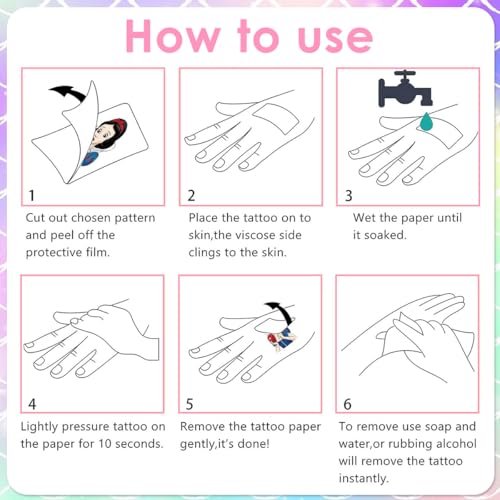 MAYCREATE® 20 Sheets Princess Temporary Tattoos for Kids Dreamy Mermaid Themed Waterproof Colorful Tattoo Stickers for Party Fun Festival 60 PCS