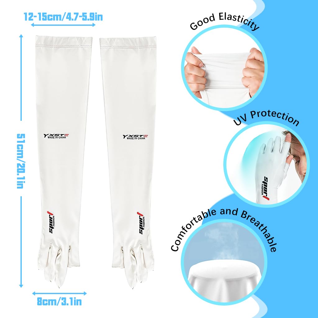 PALAY Sun Protection Gloves for Outdoor Activities with Non-Slip Palm and Ice-Silk Cooling | 2 Pairs Open-Finger UV Arm Sleeves
