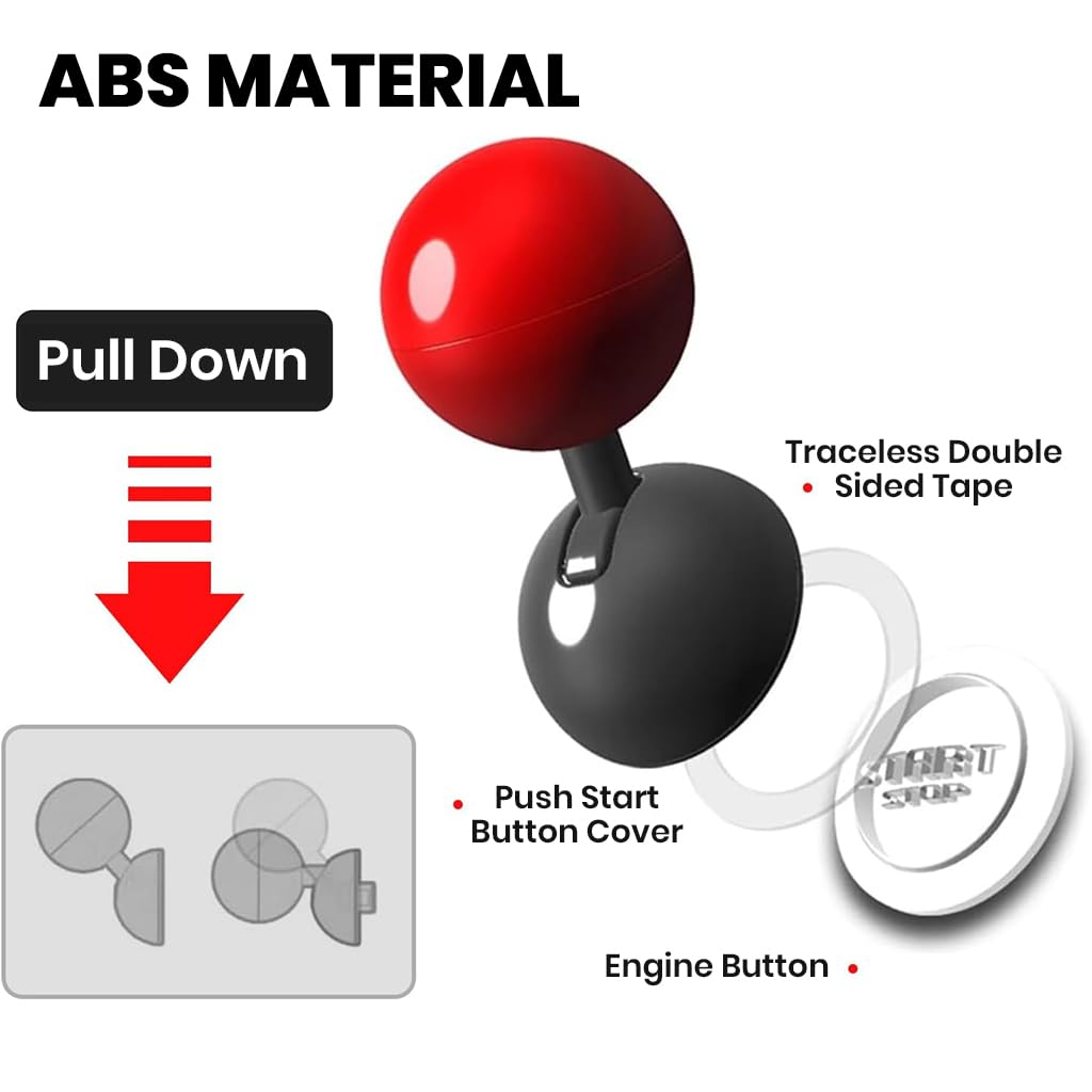 STHIRA Car Start Stop Button Cover for DIY Modification with Red Ball Design | Universal Fit