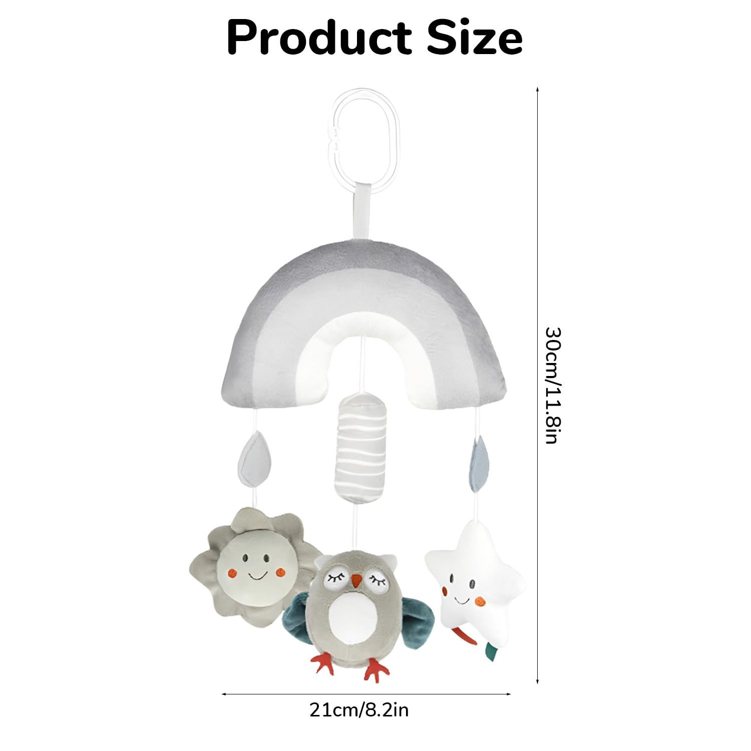 SNOWIE SOFT Owl Plush Baby Toy for Crib and Stroller with Squeaky Device | Low Saturation Colors