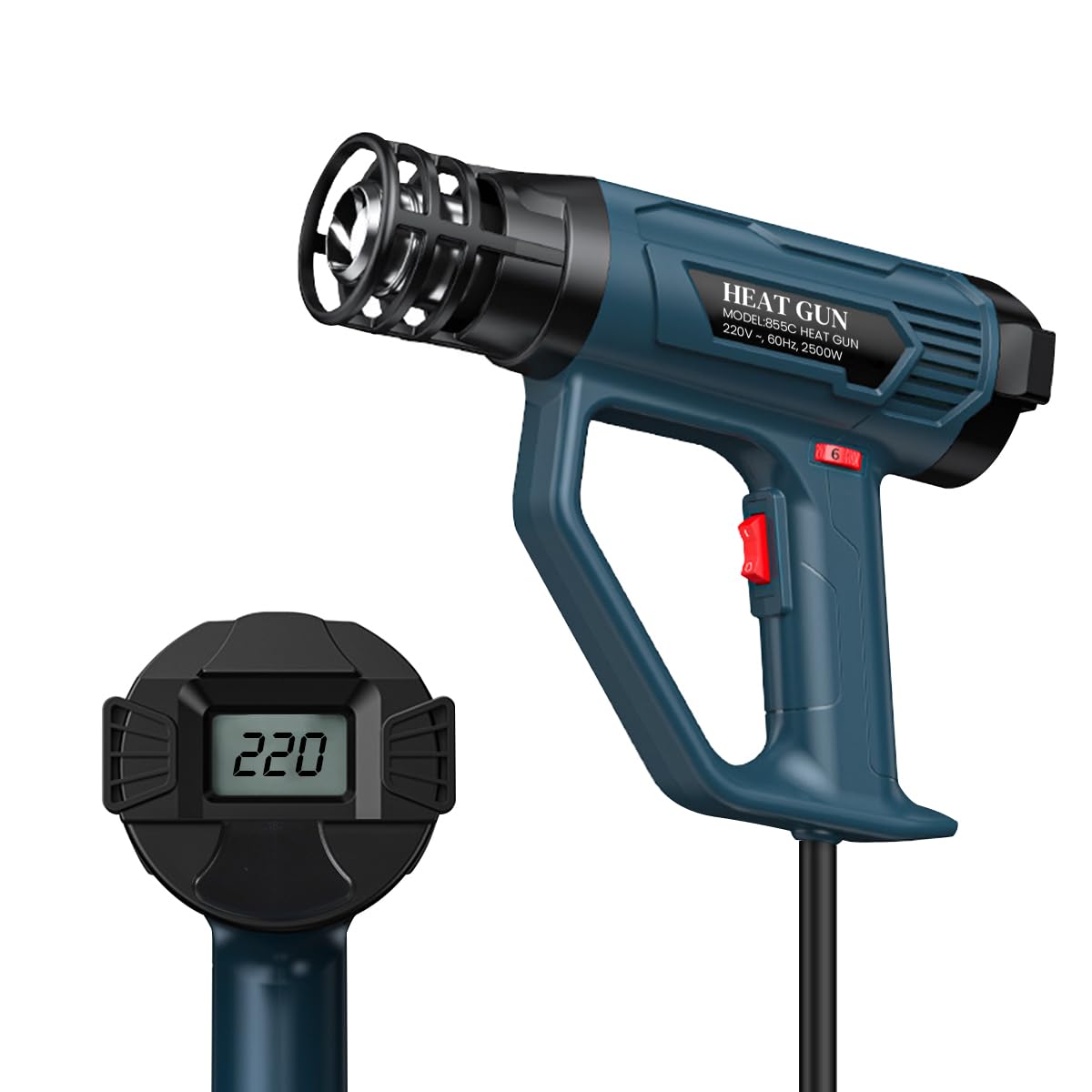 Serplex® 2500W  Electric Heat Gun LCD Display Electric Heat Gun Variable Temperature 50-550 Fast Heating Hot Air Gun, Overload Protection for Shrink Wrap, Soften Paint, Bend Plastic Pipes and More