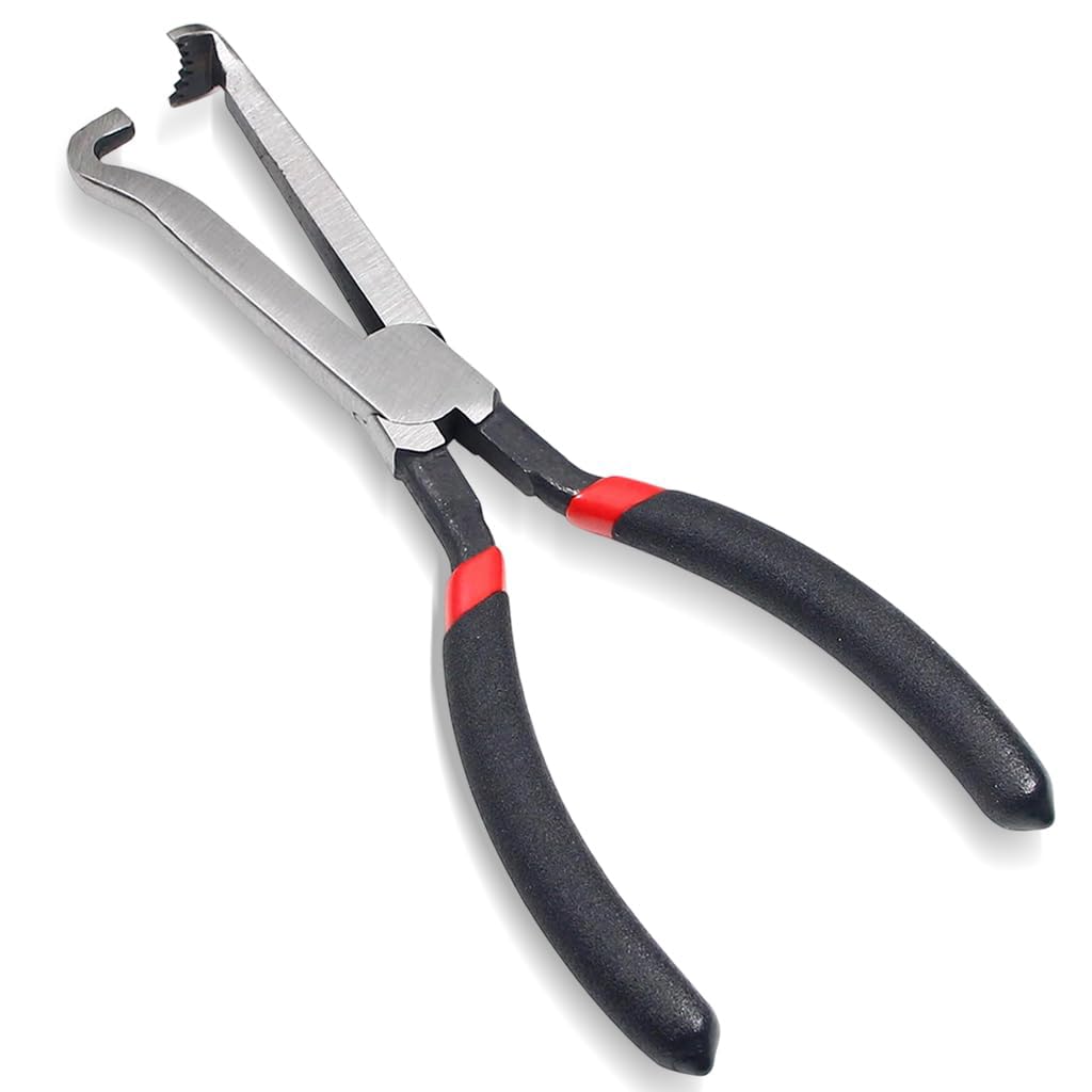 STHIRA Electrical Disconnect Plier Tool for Automotive Connectors with 8 in Carbon Steel Build and Rubberized Insulated Handle