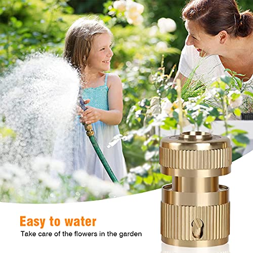 HASTHIP® 2 PCS Brass Hose Connector, Hose End Quick Connect Fitting, Pipe Connector, 1/2" Hose Pipe Quick Connector For Gardening, Home Watering,Car Washing