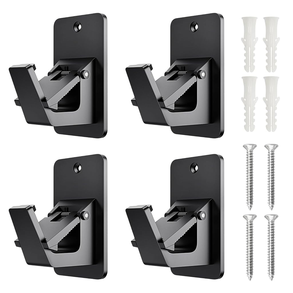 HASTHIP Curtain Rod Brackets for Wall Drapery | 4Pcs Metal Self Adhesive Holders