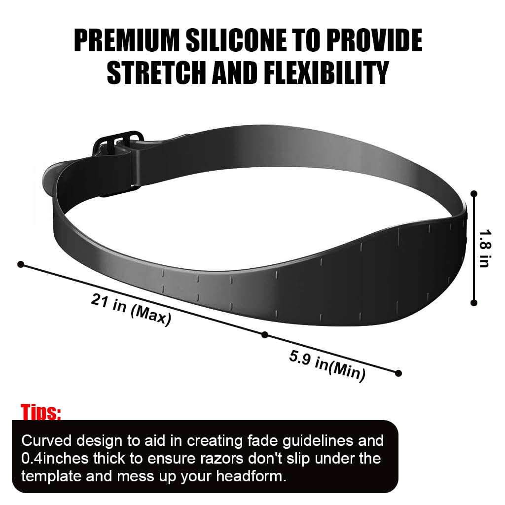 MAYCREATE Neckline Shaving Template for DIY Haircuts with Curved Silicone Band | Adjustable Guide for Men and Boys