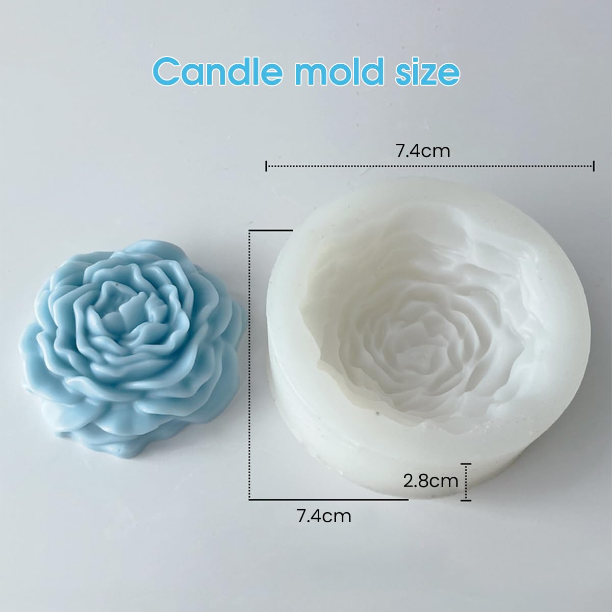 HASTHIP® 2Pcs Flower Silicone Molds Resin Candle Mold, 3D Bloom Rose Peony Fondant Mold, Silicone Molds for Soy Wax, Beeswax, Candle Making, Resin Polymer Clay Craft Gift