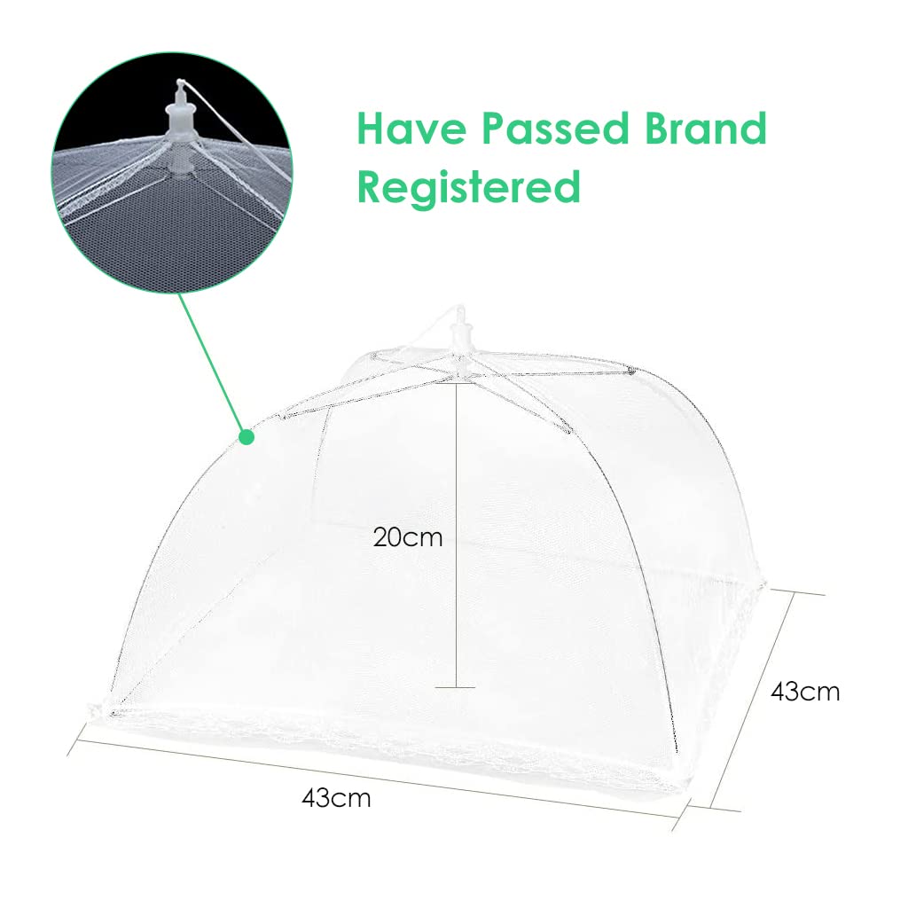 HASTHIP Food Cover Tents for Outdoor Picnics with Pop Up Steel Frame 17 in Mesh Net | 4 Pack White