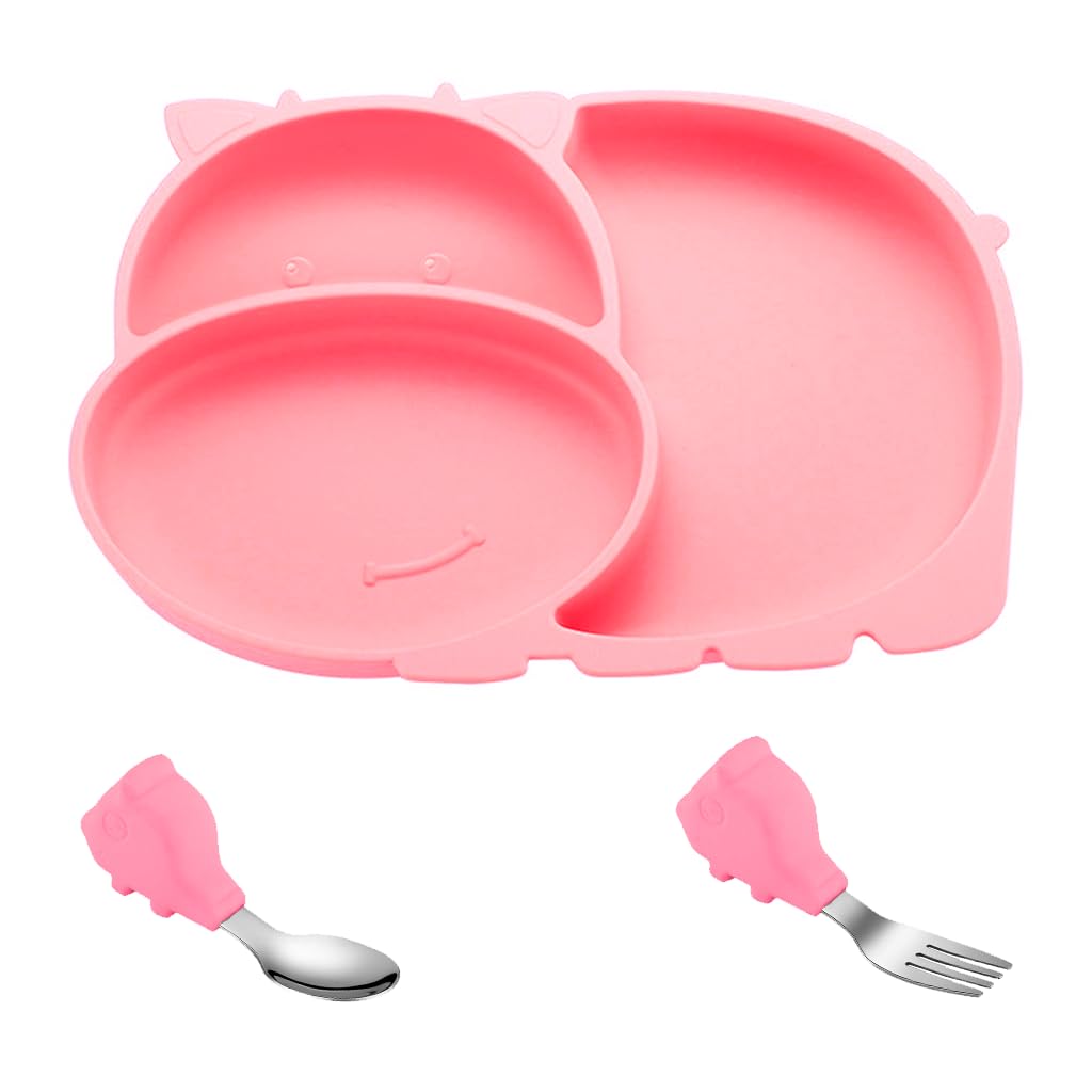 SNOWIE SOFT Suction Plates for Baby, Toddler Divided Dish, Kids Silicone Plates Fits Most Highchair Trays, Microwave Dishwasher Safe, BFA Free