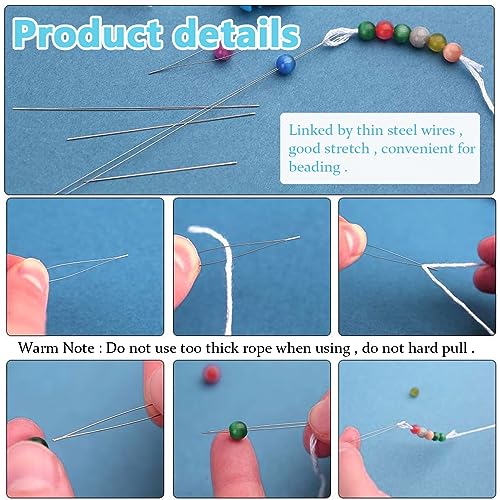 HASTHIP® 168PCS Beading Needles Set, 20PCS Long Straight Thread and 8PCS Big Eye Needles with Needle Bottle Thimble Threaders for Bracelets Jewelry Making