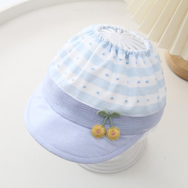 SNOWIE SOFT Baby Cap Baby Girls Sun Visor Hat Cute Pink Embroidery Sun Cap for Baby Girls Sun Visor Hat Outdoor Sun Protection Baby Sun Cap Baby Shower Gift Baby Caps for Born 0-6 Months Girl