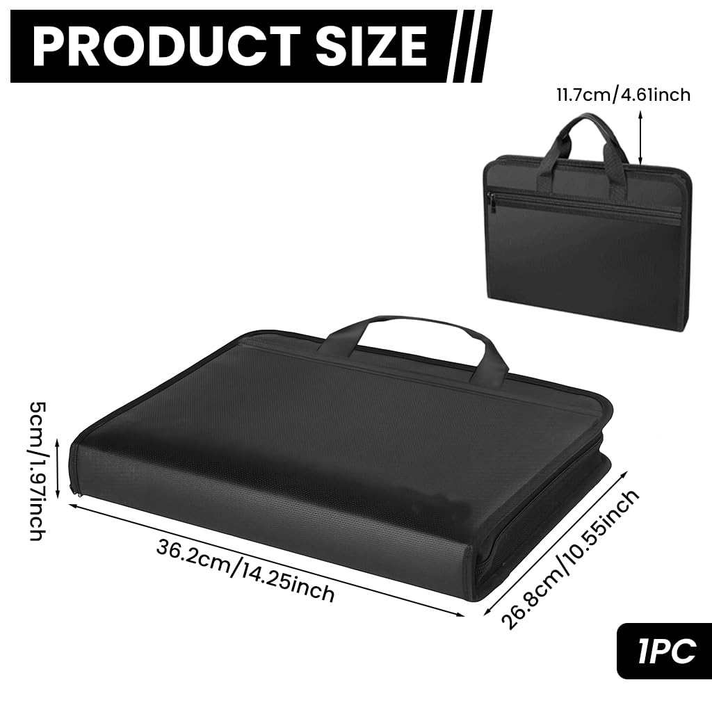 OFIFO Fireproof Waterproof Document Organizer for Papers with Multi Compartments | 14.3x2x10.6 in Silicone-Coated Bag