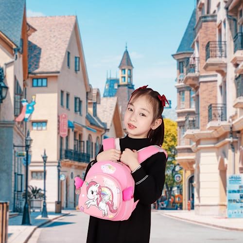 PALAY® Unicorn School Bags For Girls Backpack Kindergarten Girls Backpack for School, Travel, Camping, Burden-relief School Bags for Girl Kids 3-5 Years Old