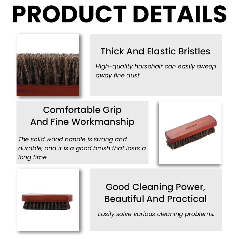 HASTHIP Horsehair Shoe Brush Set for Leather Care with 4PCS Kit and Handcrafted Wood Handle