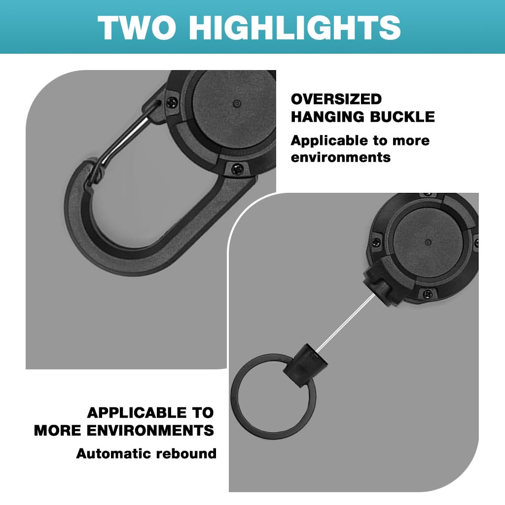 HASTHIP ID Card Holder for Work and School with 23.6 in Retractable Reel & Steel Wire Clip